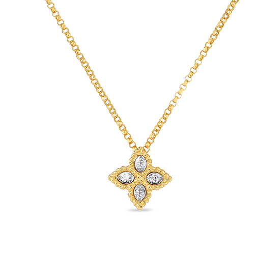 Roberto Coin Princess Flower Gold Small Diamond Pendant