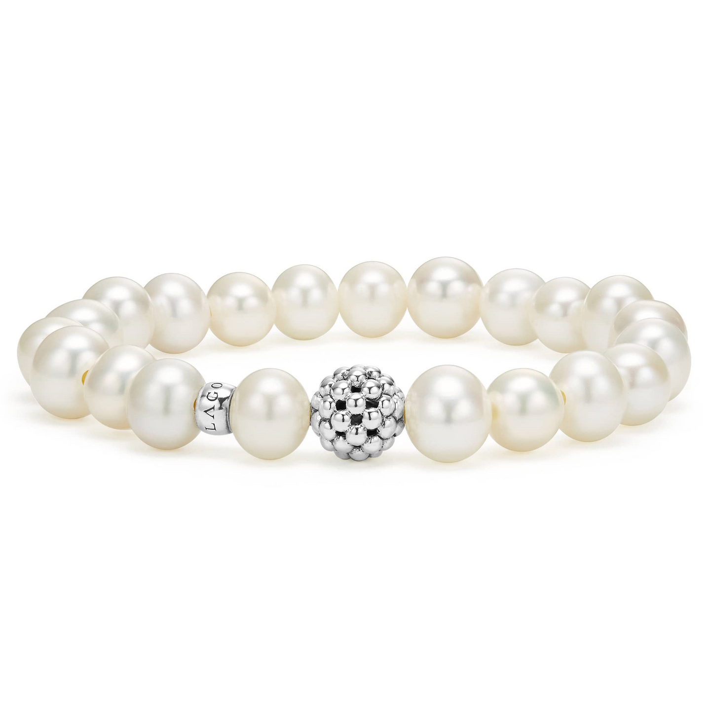 Lagos Pearl Silver Station Bead Bracelet