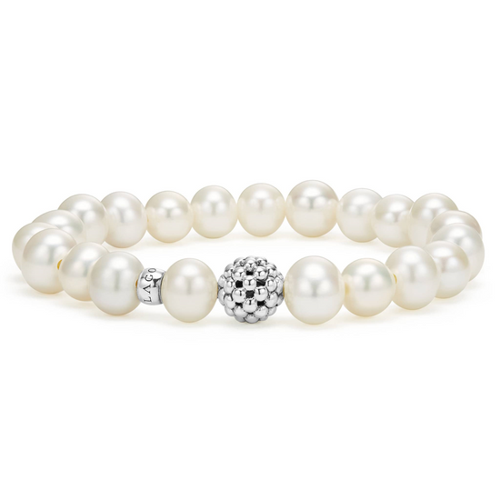 Lagos Pearl Silver Station Bead Bracelet