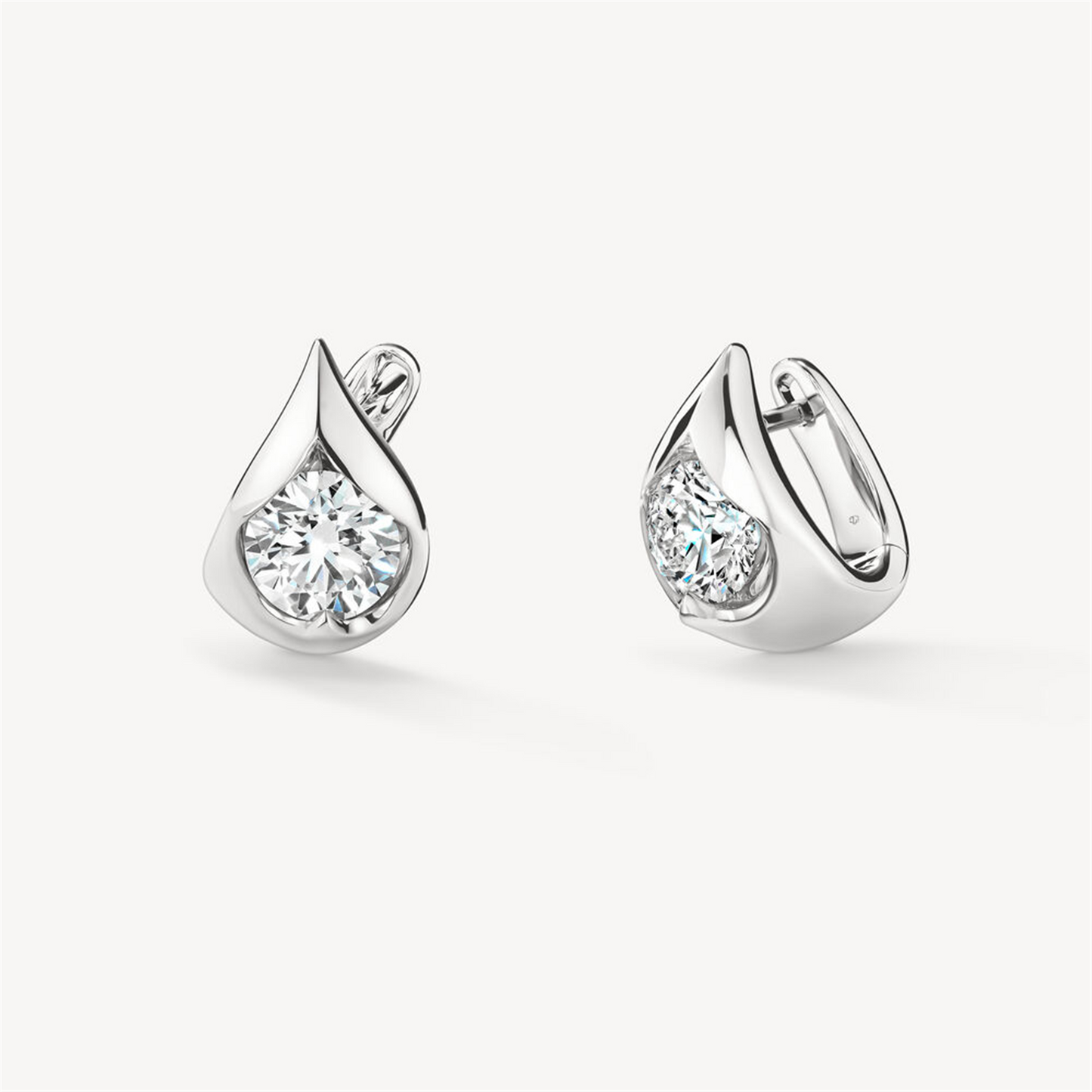 Hearts on Fire LU Droplet 1ct Diamond Huggies in 18k White Gold