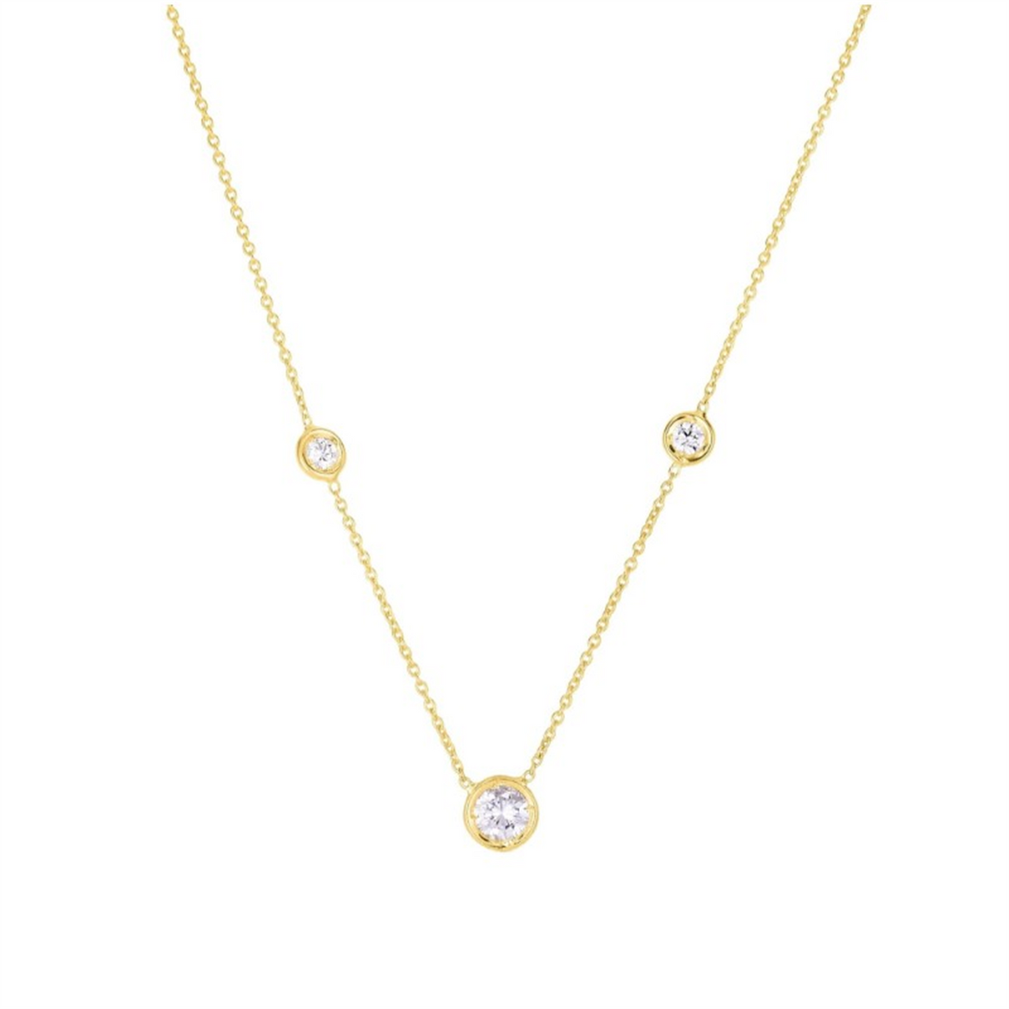 Roberto Coin Diamond Triple Station Necklace in 18k Yellow Gold