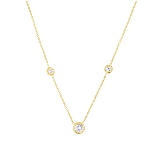 Roberto Coin Diamond Triple Station Necklace in 18k Yellow Gold
