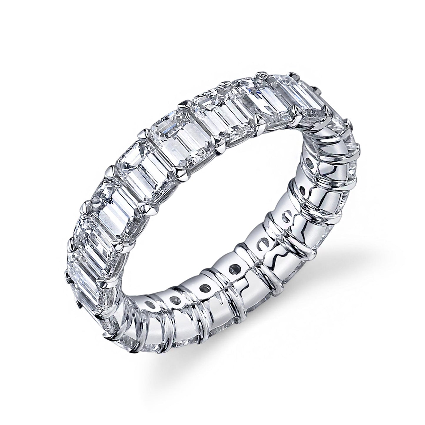 Joshua J 9ct Emerald Cut Buttercup Eternity Wedding Band in Platinum