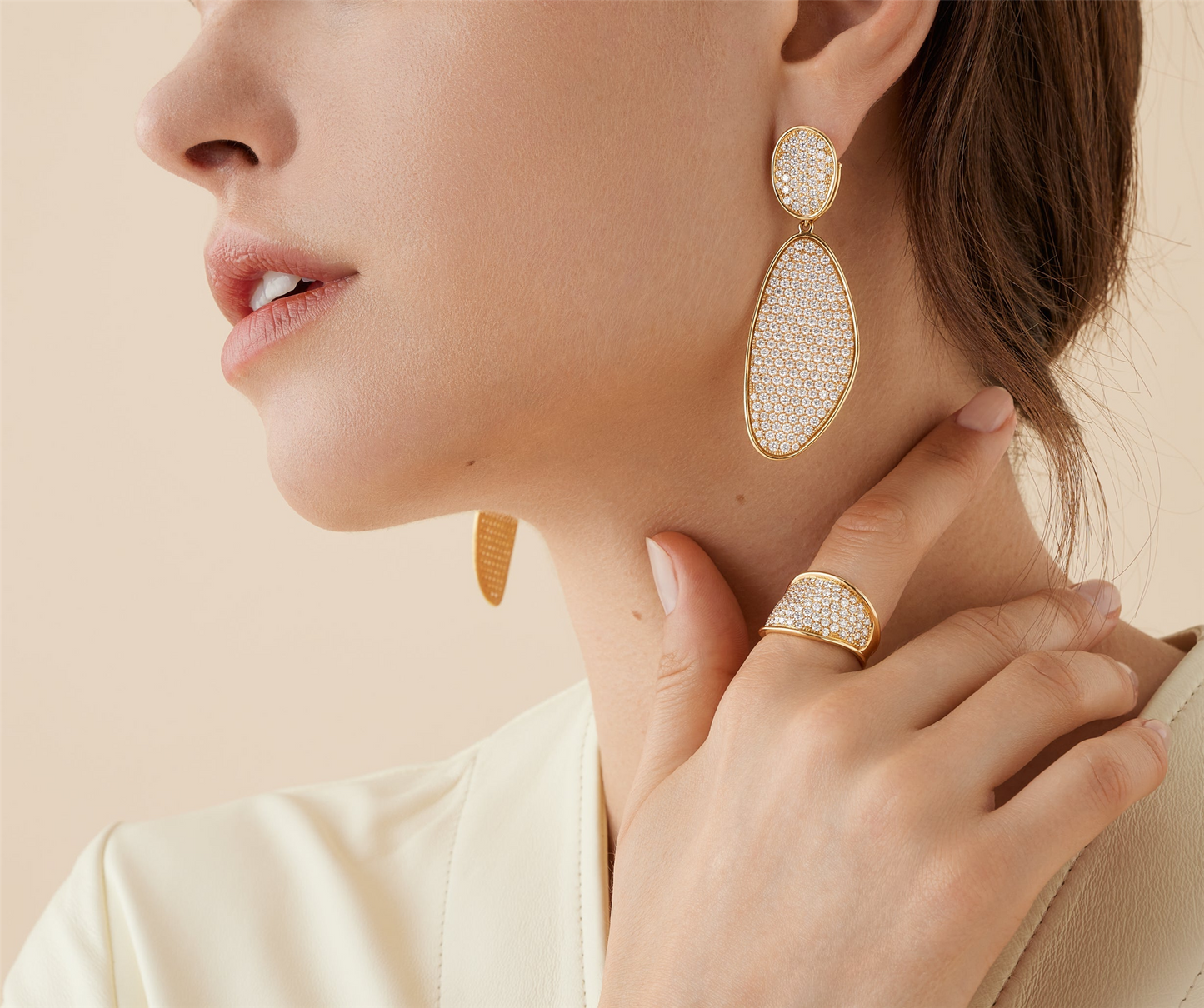 Marco Becego Lunaria Diamond Pavé Statement Ring in 18k Yellow Gold