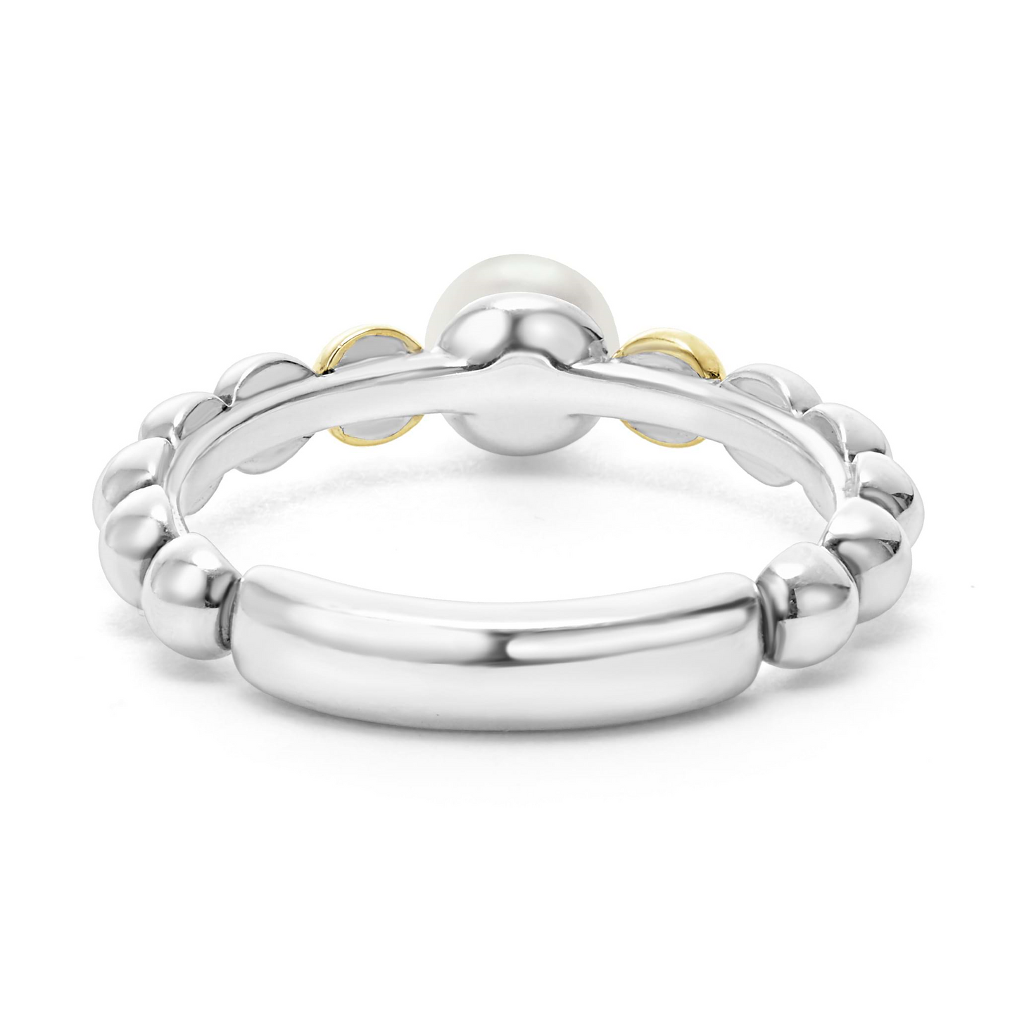 Lagos Two-Tone Pearl Ring in Sterling Silver and 18k Gold