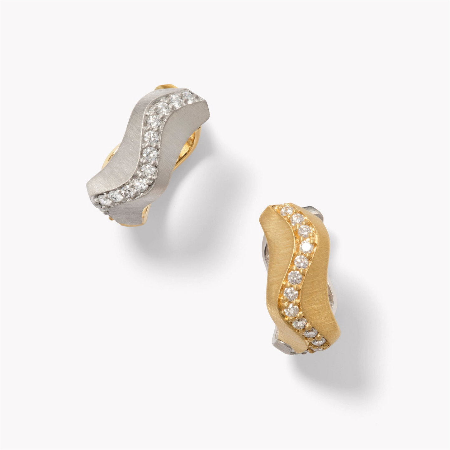 Jamie Turner Two-Tone Gold Spur Huggies w/ Diamonds