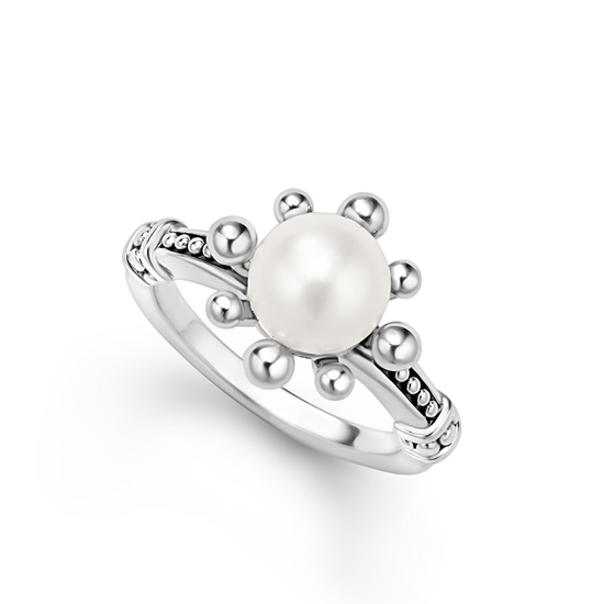 Lagos Fleur Pearl Ring in Sterling Silver