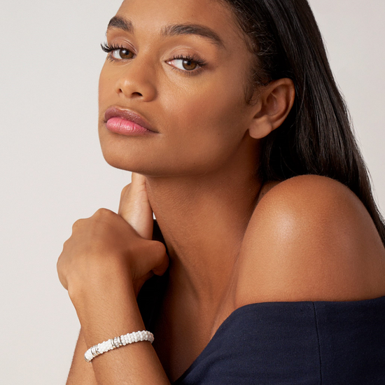 Lagos White Three Station Ceramic Diamond Bracelet