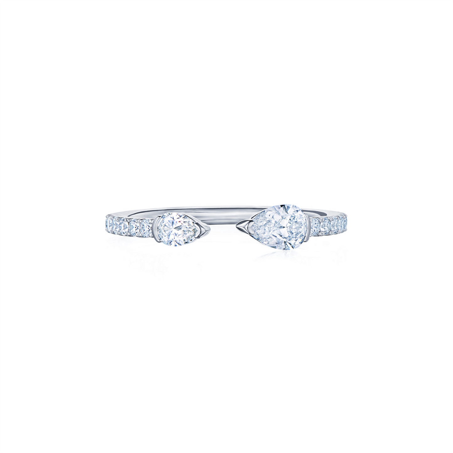 Kwiat Eclipse Open Ring w/ Pear Shape Diamonds in 18k White Gold & .70ct Diamonds