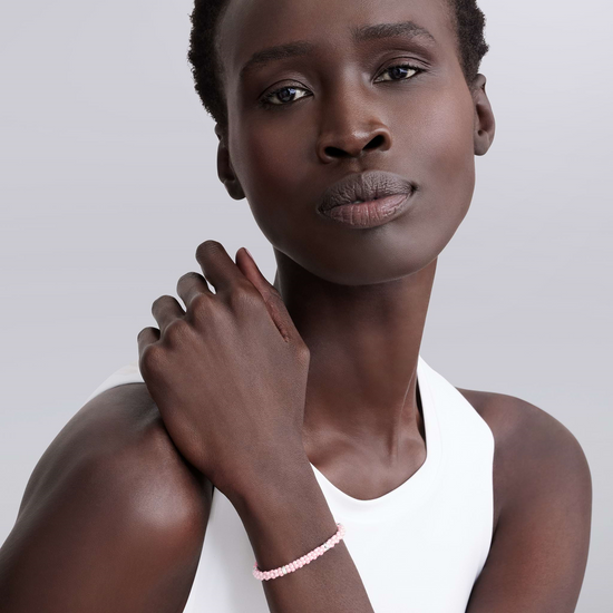 Lagos Pink Five Silver Station Ceramic Caviar Bracelet