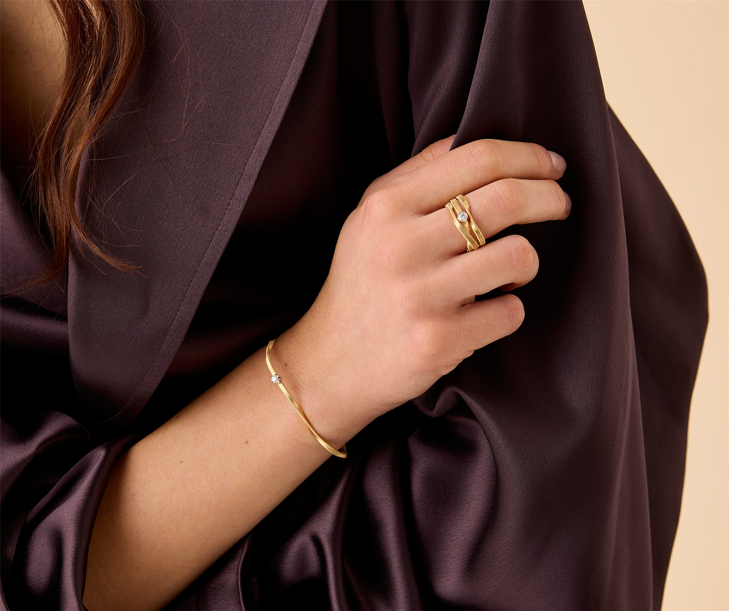Marco Bicego Marrakech Coil Bangle w/Diamond Station, 2mm