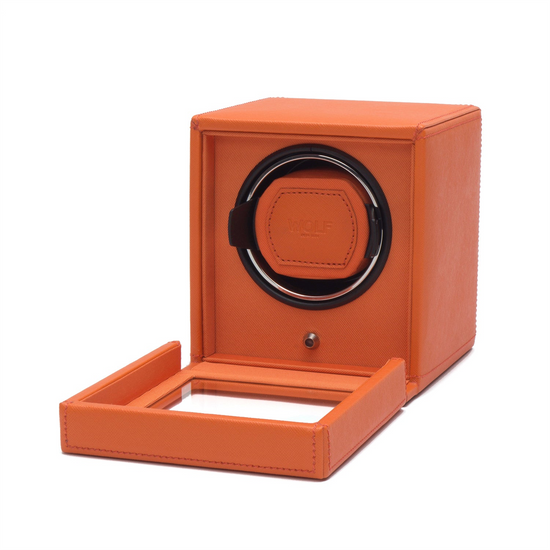 WOLF Orange Cub Single Watch Winder w/ Cover