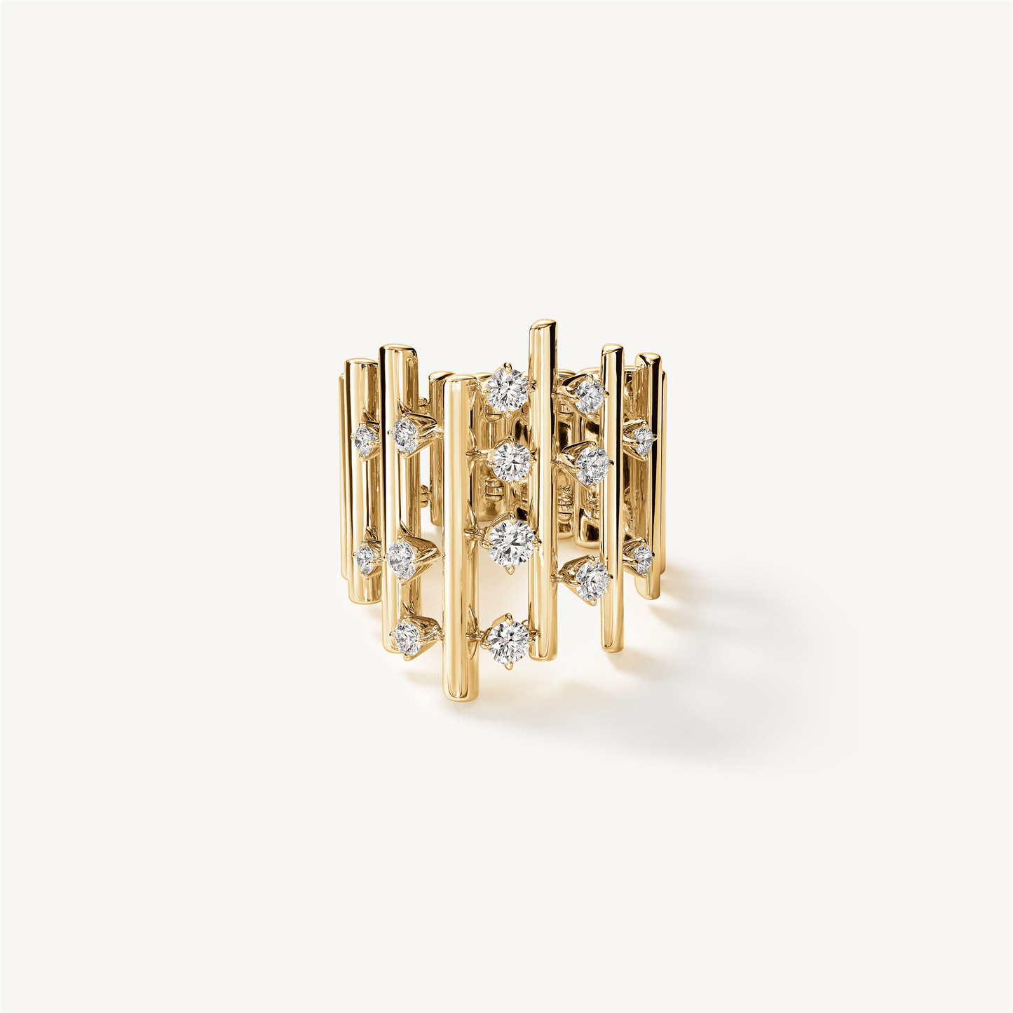 Hearts on Fire Barre Multi-Row Diamond Ring in 18k Yellow Gold