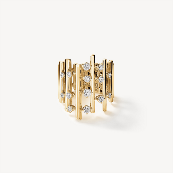 Hearts on Fire Barre Multi-Row Diamond Ring in 18k Yellow Gold