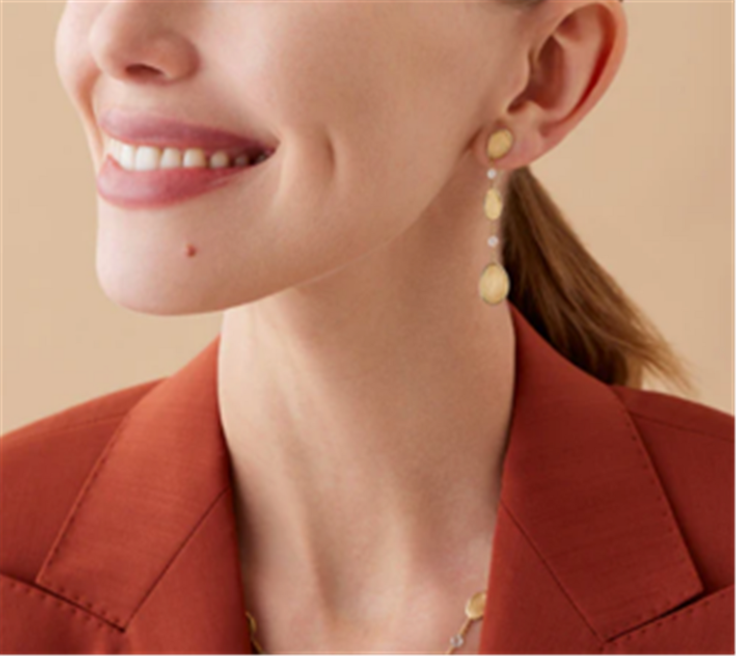 Marco Bicego Lunaria Chandelier Earrings with Diamonds in 18k Gold