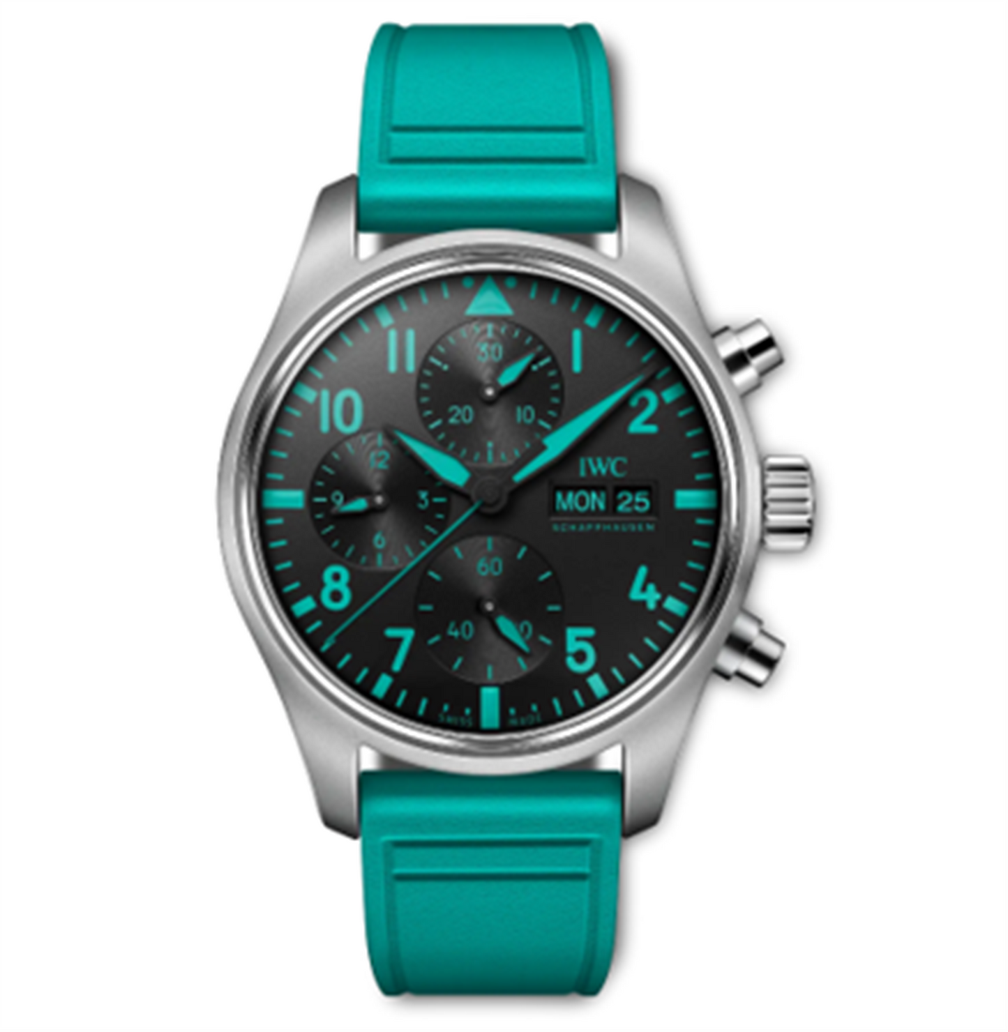 IWC Pilot's Watch Chronograph 41mm AMG Petronas F1 - Black Dial & Green Rubber Strap