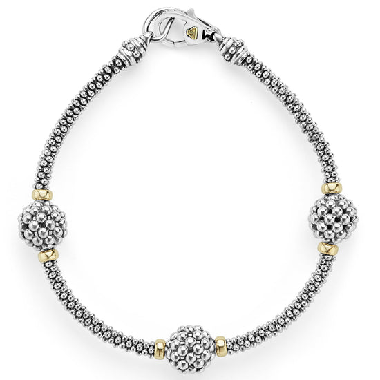 Lagos Three Station Caviar Beaded Bracelet