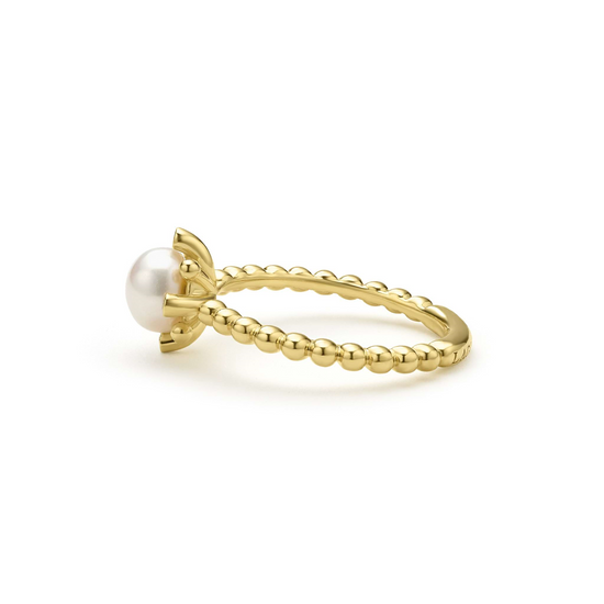 Lagos Fleur Pearl Diamond Ring in 18k Gold
