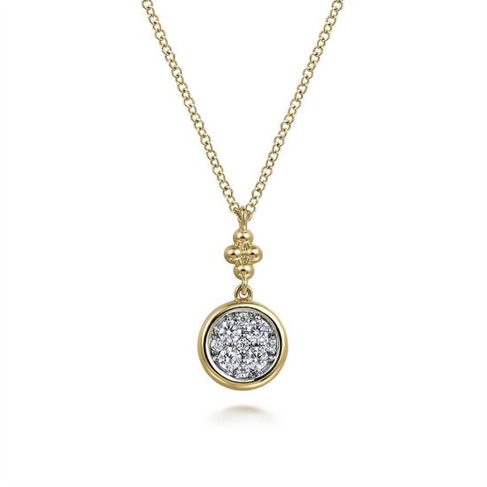 Gabriel & Co. Gold Diamond Cluster Bujukan Pendant Necklace