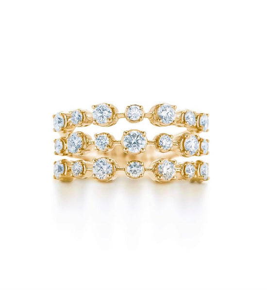 Kwiat Three-Row Ring in 18k Yellow Gold & 1.1ct Diamonds