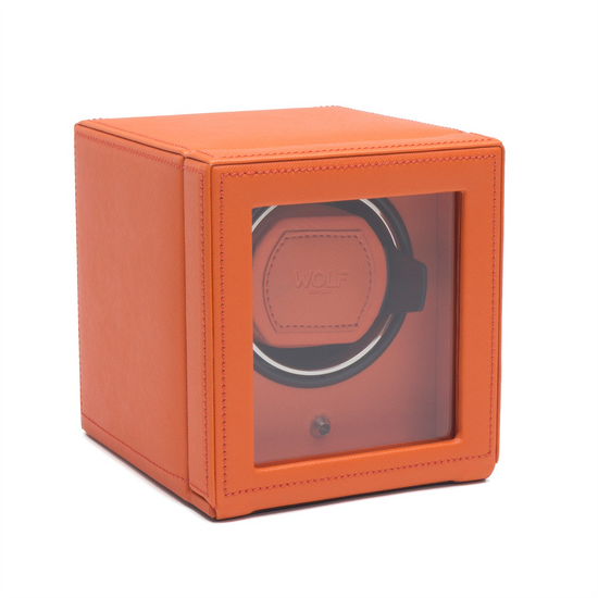 WOLF Orange Cub Single Watch Winder w/ Cover