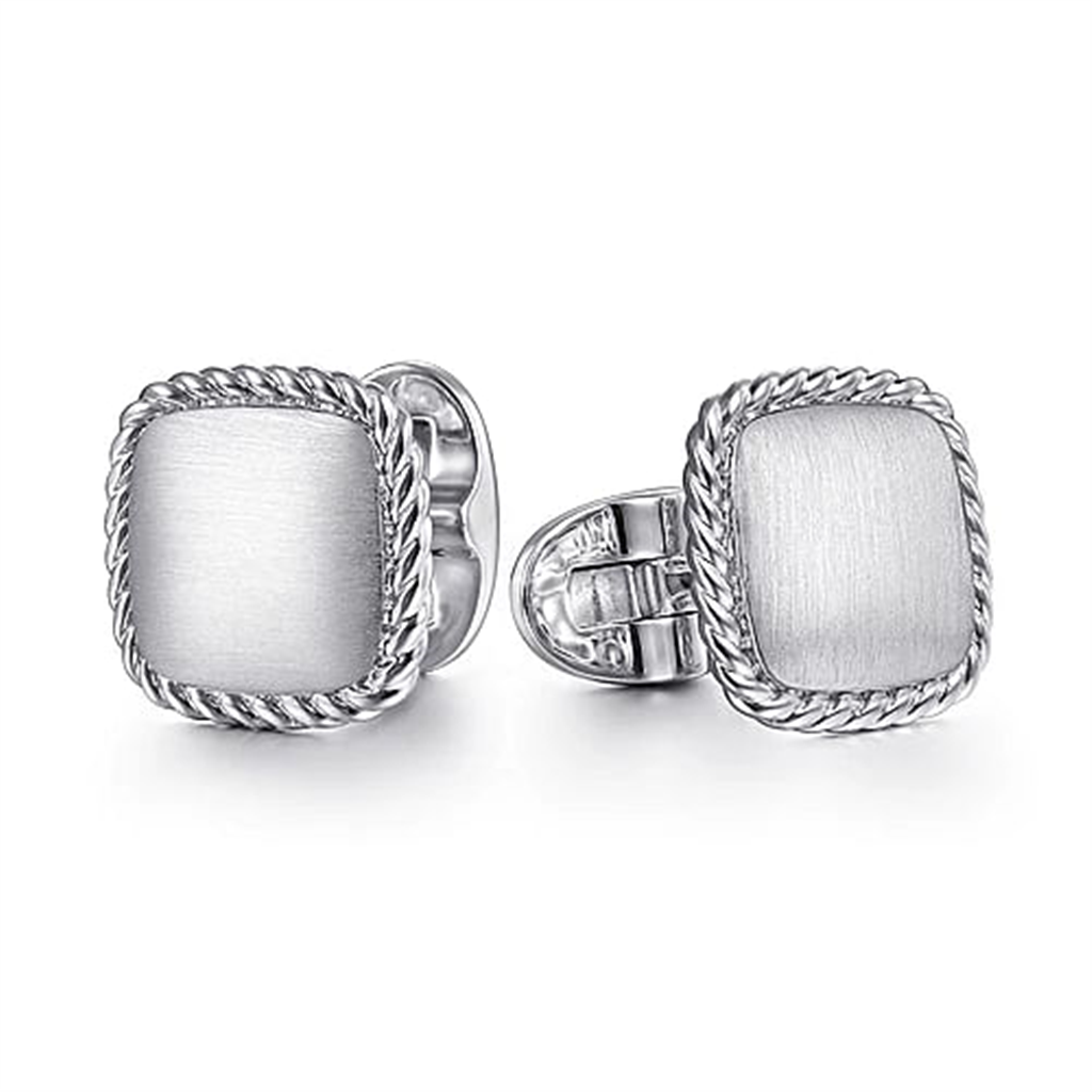 Gabriel & Co. Sterling Silver Square Cufflinks with Twisted Rope Trim