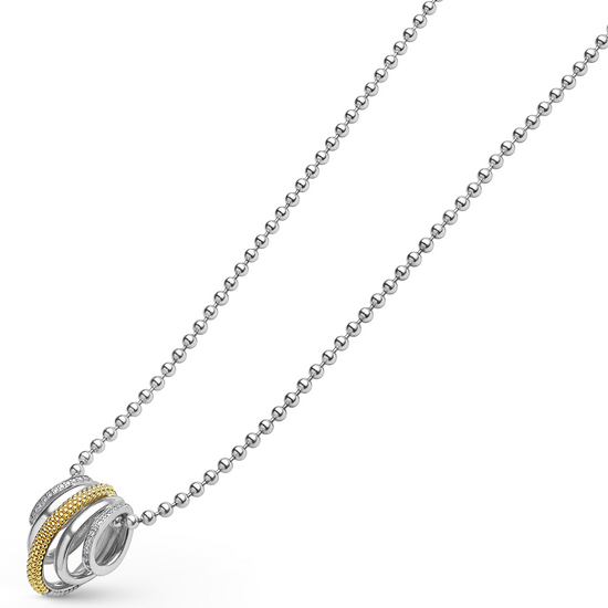 Lagos Two-Tone Five Ring Diamond Pendant Necklace