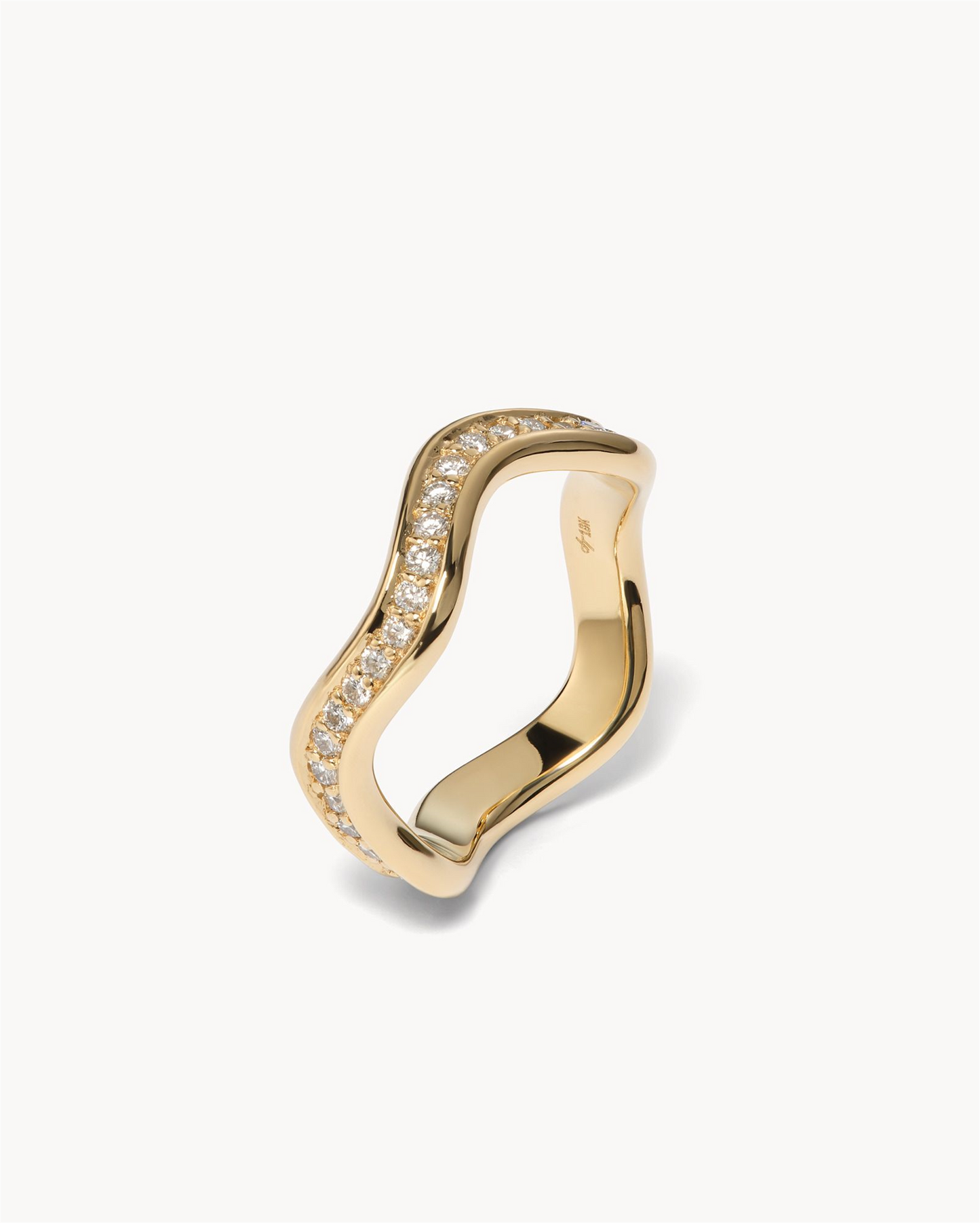 Jamie Turner Thick Curve Stacking Ring w/ Diamonds  in 18k Yellow Gold