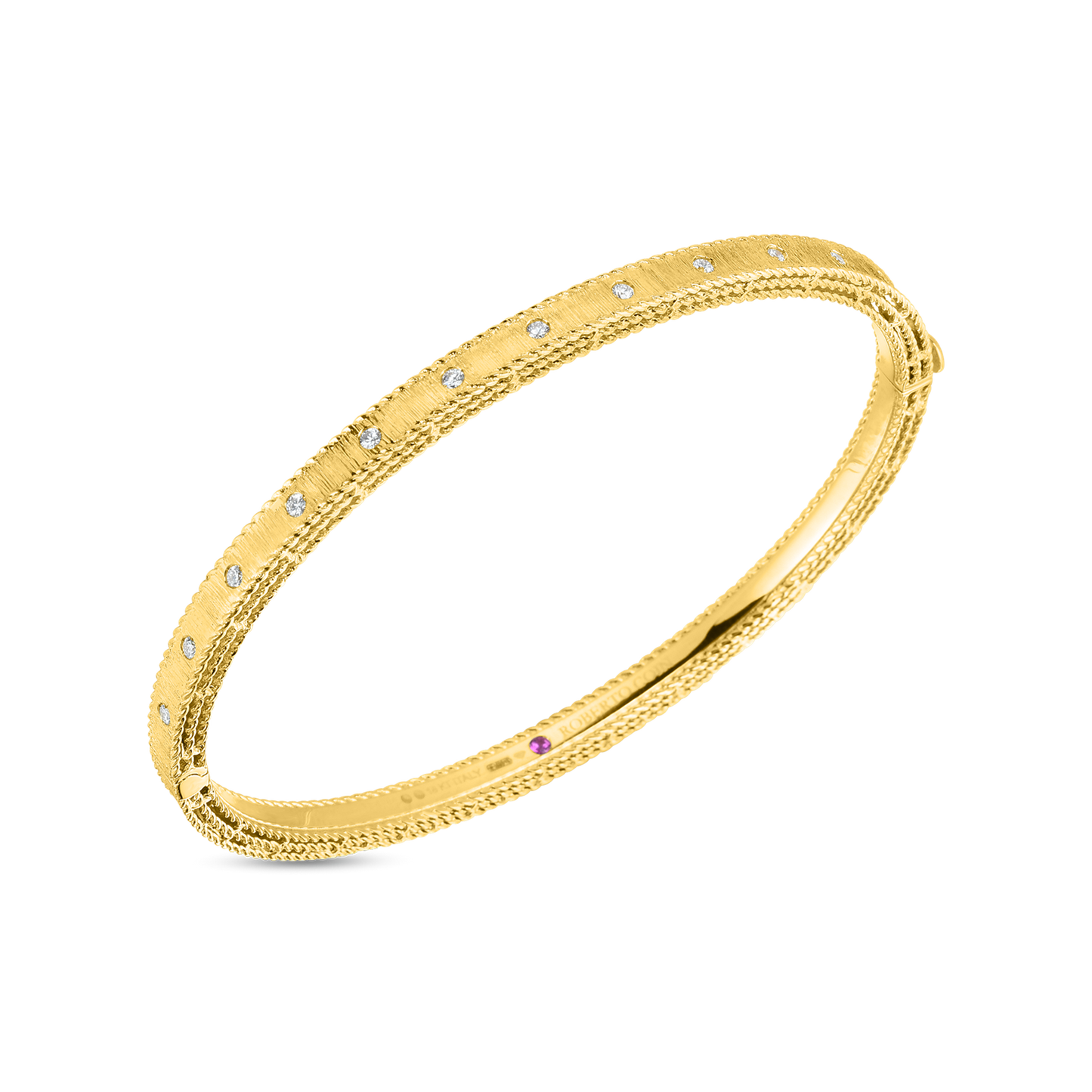 Roberto Coin Princess Diamond Satin Bangle in 18k Yellow Gold