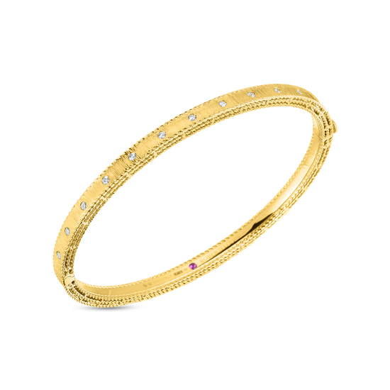 Roberto Coin Gold Princess Diamond Satin Bangle