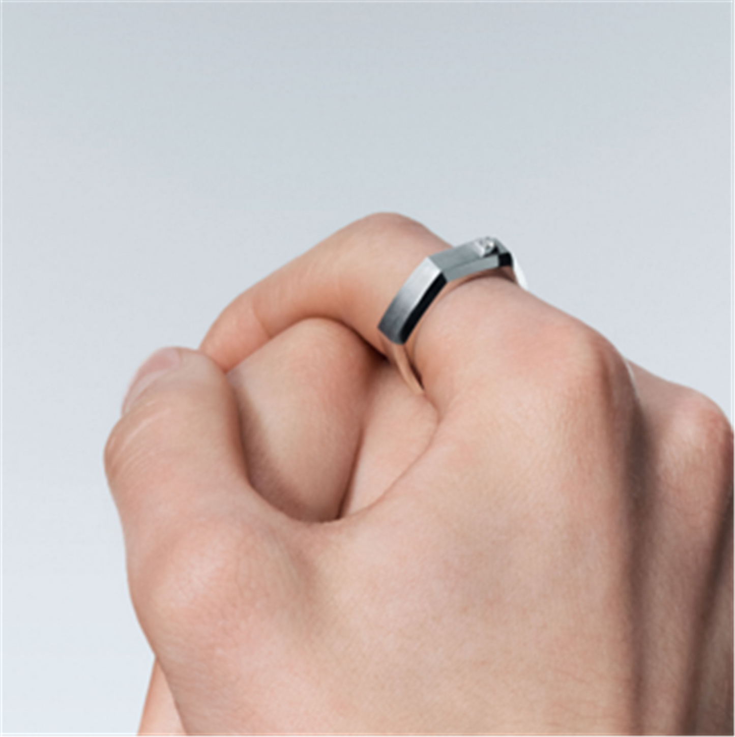 Messika Moderniste Brushed Diamond Ring, Medium in 18k White Gold