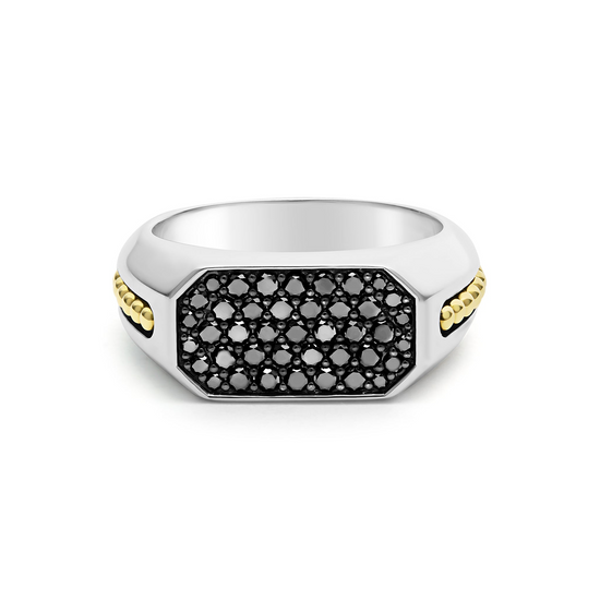 Lagos Two-Tone Octagon Black Diamond Ring
