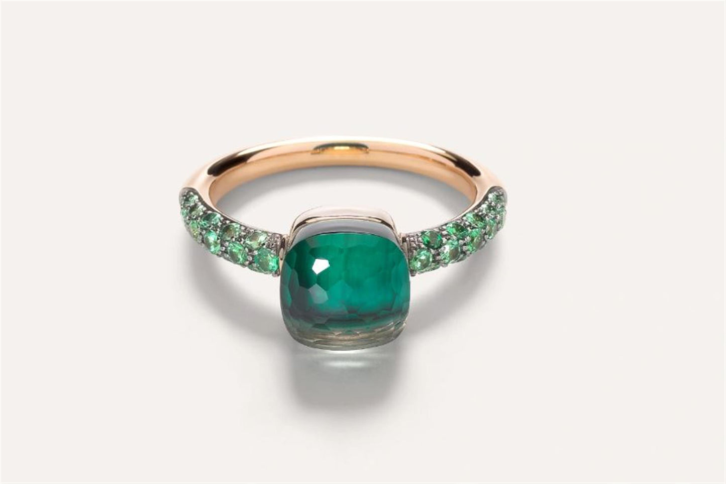 Pomellato Nudo Petit Prasiolite/Malachite/Tsavorite Ring in 18k Rose Gold