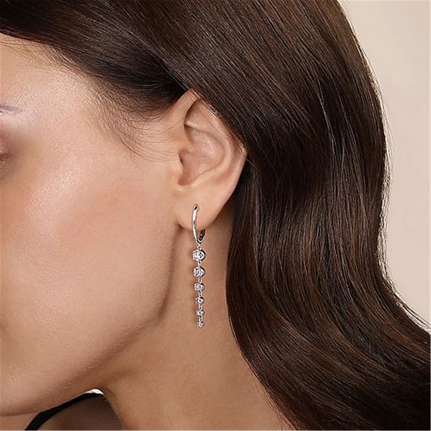 Gabriel & Co. Graduating Diamond Huggie Drop Earrings