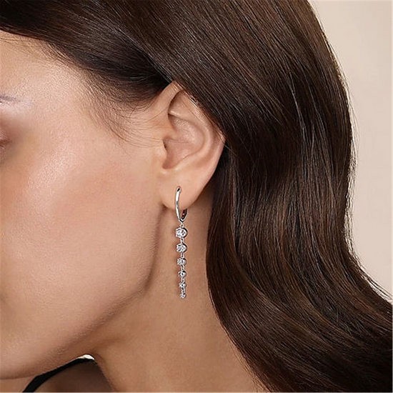 Gabriel & Co. Graduating Diamond Huggie Drop Earrings