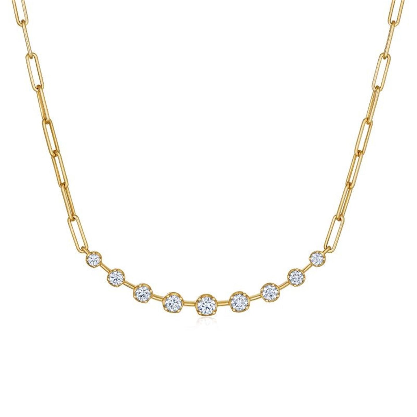 Kwiat Necklace with Diamonds & Paperclip Chain in 18k Gold