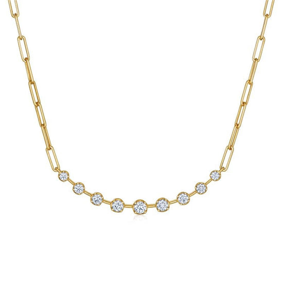 Kwiat Necklace with Diamonds & Paperclip Chain in 18k Gold