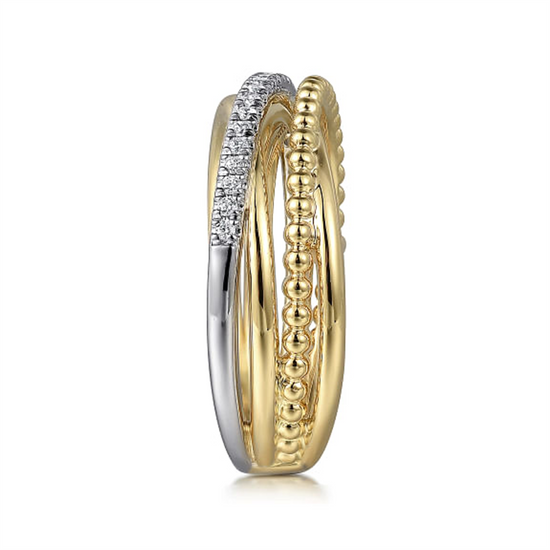 Gabriel & Co. Diamond Criss Cross Bujukan Ladies Ring