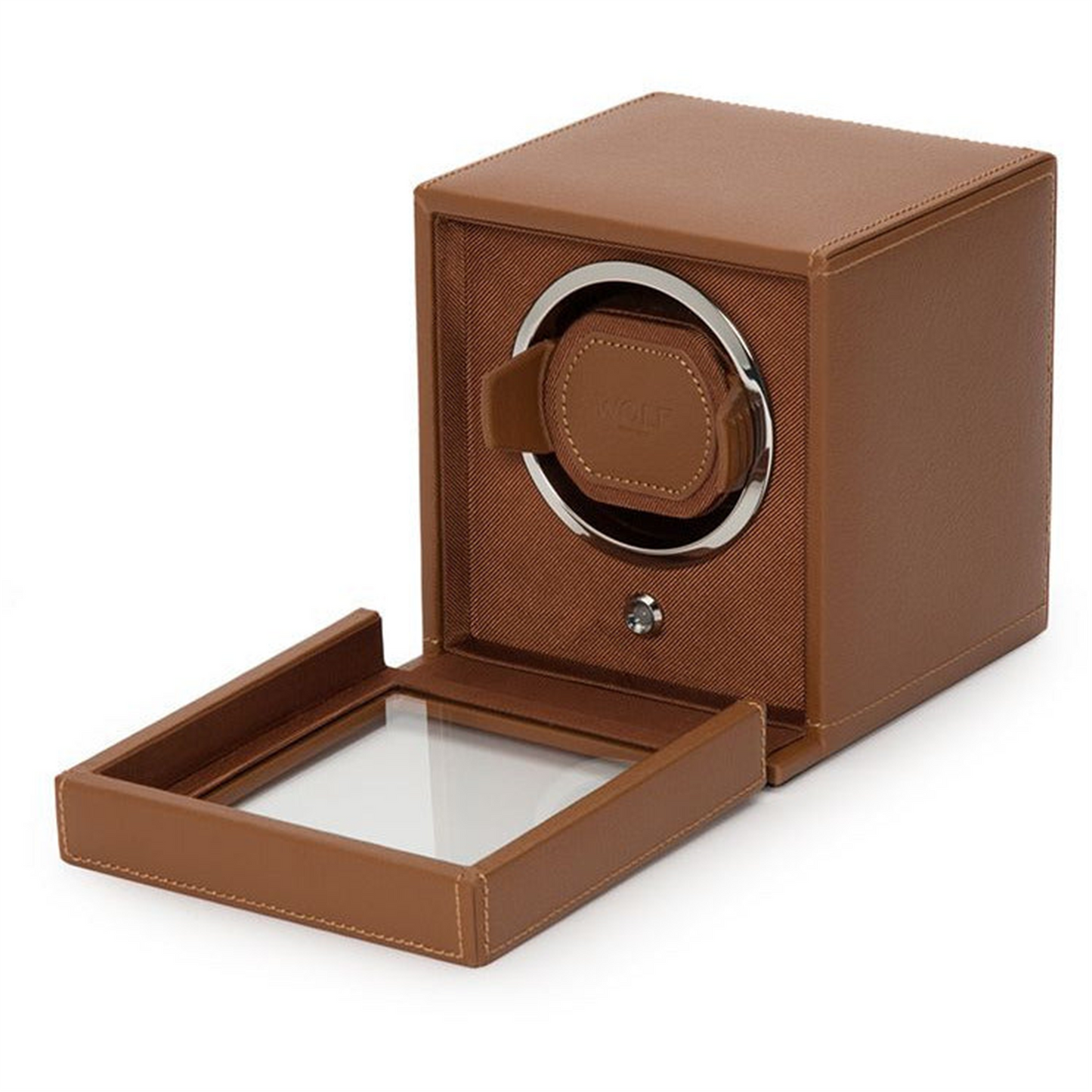 WOLF Cognac Cub Single Watch Winder w/ Cover