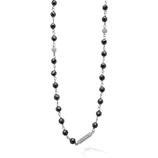Lagos Long Black Ceramic Beaded Necklace