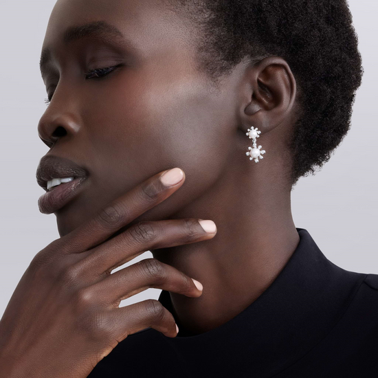 Lagos Fleur Pearl Drop Earrings in Sterling Silver