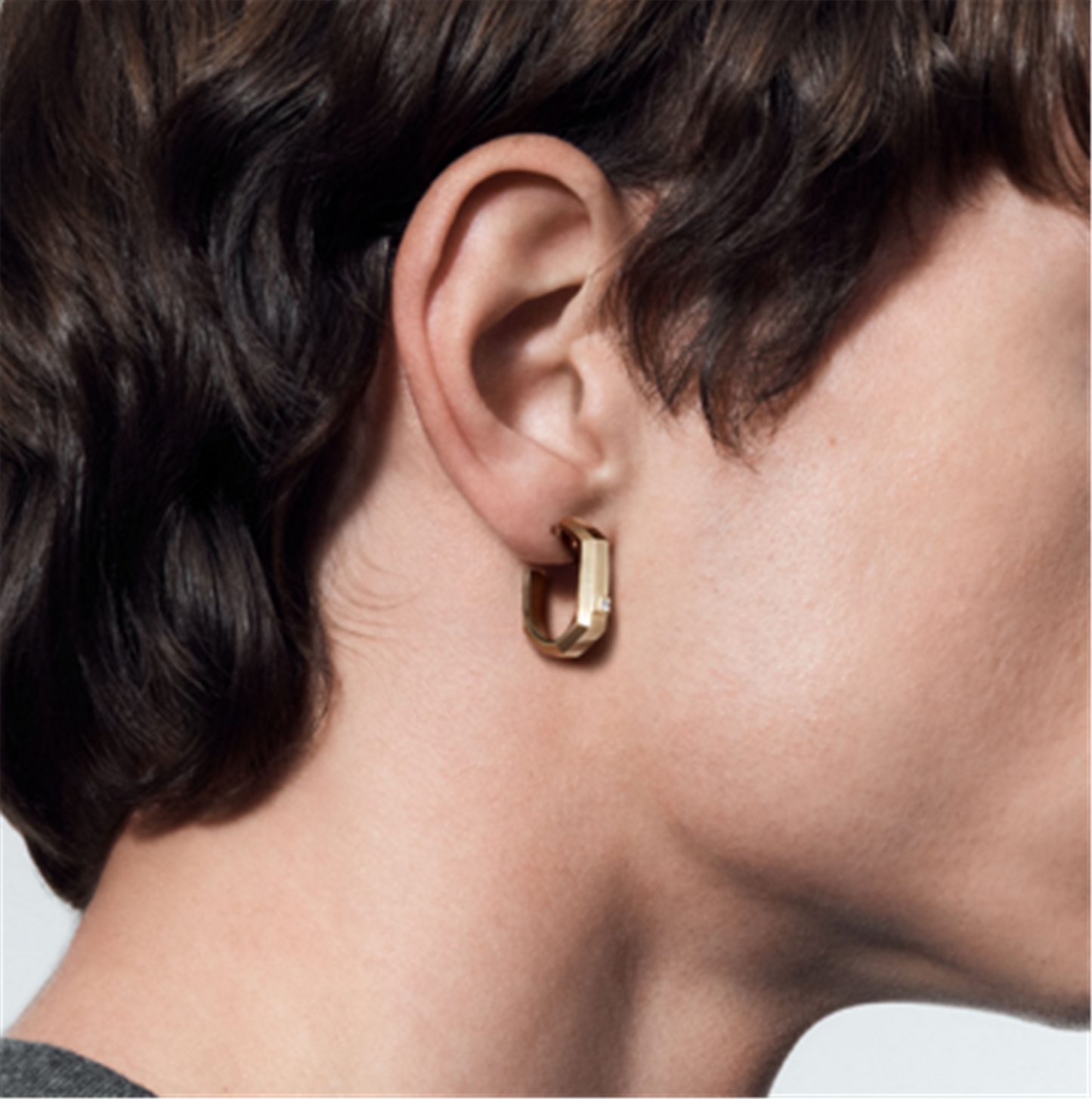Messika Moderniste Single Hoop Diamond Earring, Medium in 18k Yellow Gold