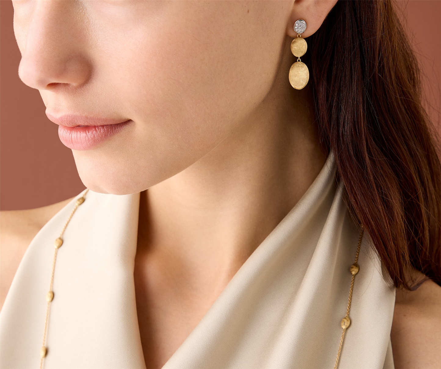Marco Bicego Siviglia Triple Drop Diamond Earrings in 18k Two-Tone Gold