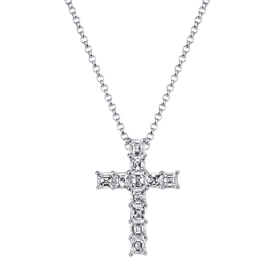 Joshua J Asscher Diamond Cross Pendant in 18k White Gold