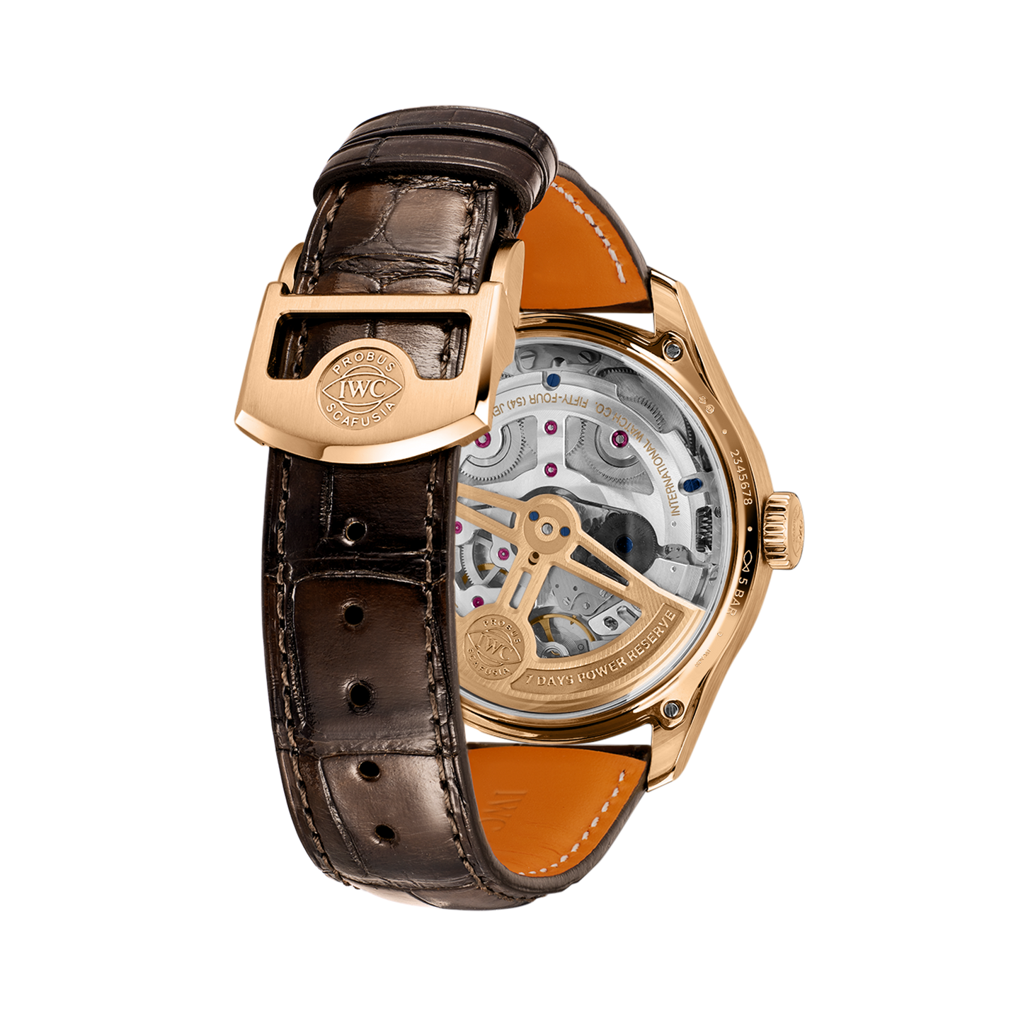 IWC Schaffhausen 18k Yellow Gold Portugieser Perpetual Calendar 44mm w/ Silver Dial and Dark Brown Gator Strap