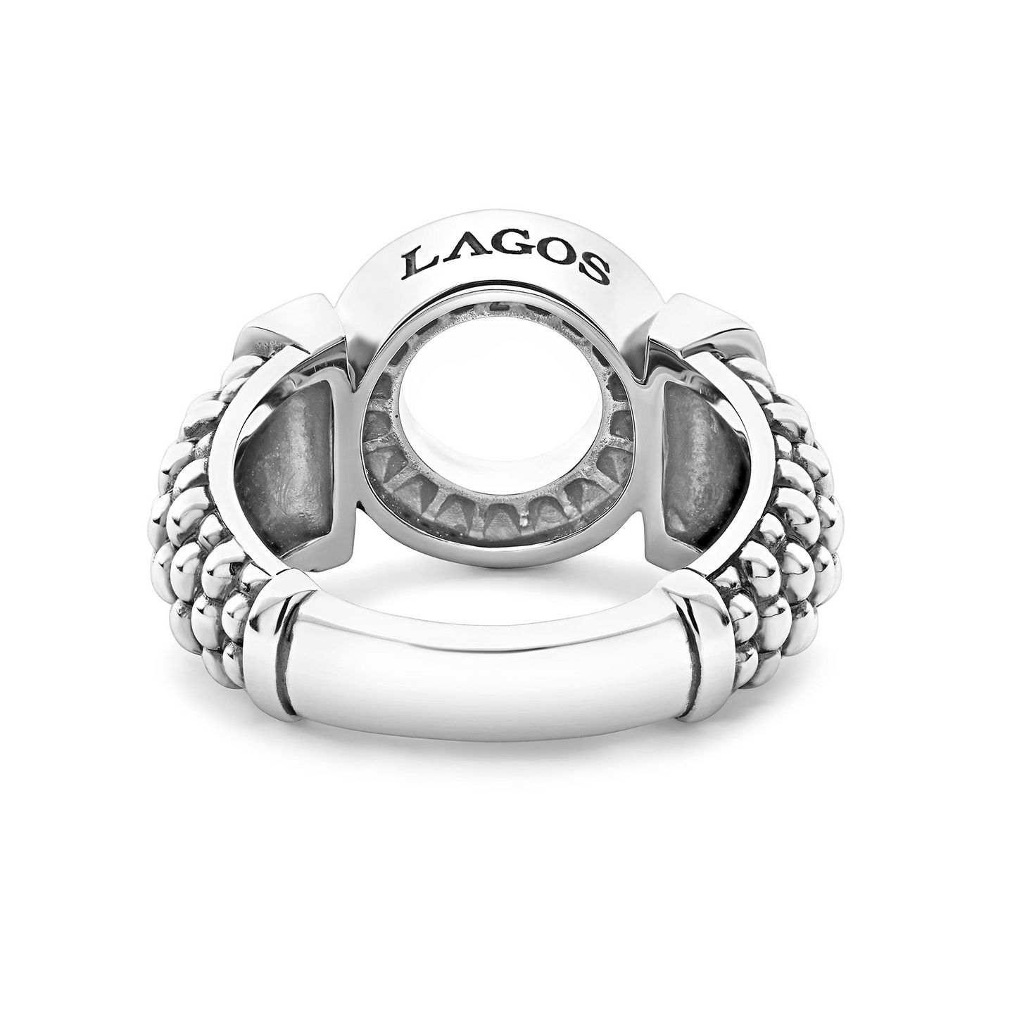 Lagos Diamond Circle Caviar Ring in Sterling Silver