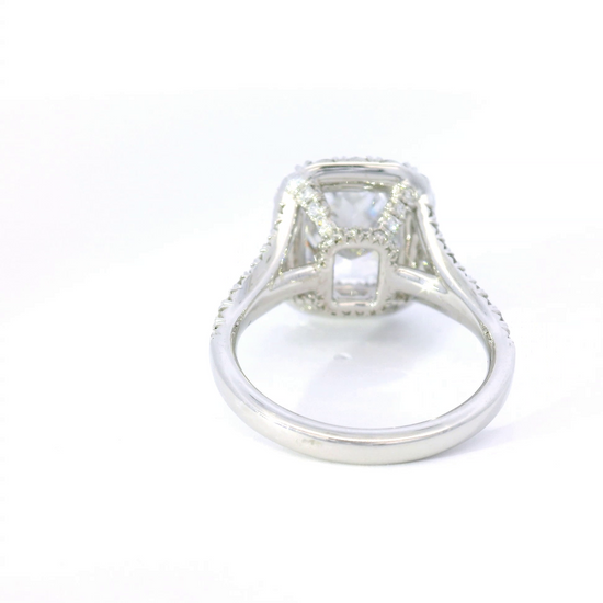 C. Gonshor Radiant Center w/ Diamond Halo & Split Diamond Sides Engagement Ring Setting