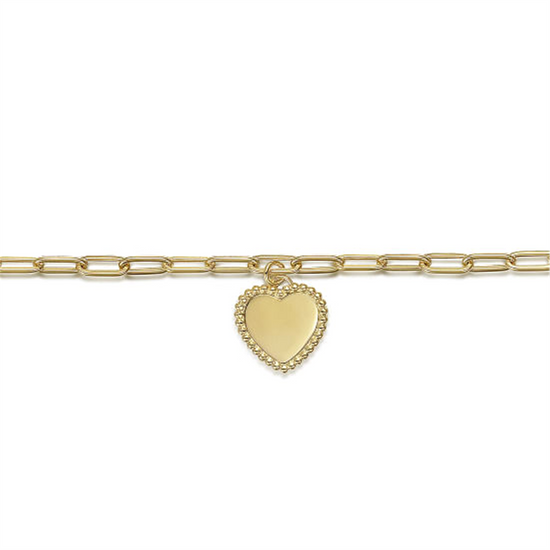 Gabriel & Co. Gold Tennis Bracelet with Personalized Heart Charm