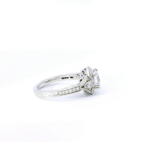 Gabriel & Co. 14k White Gold Milgrain & Diamond Sides Engagement Ring Setting
