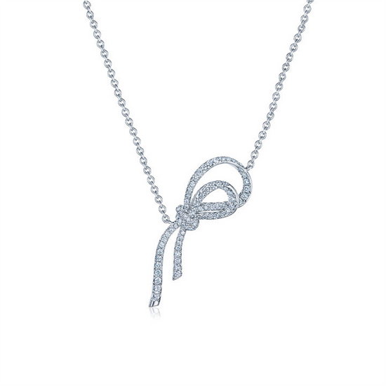 Kwiat Ribbon Diamond Pendant Necklace in Platinum